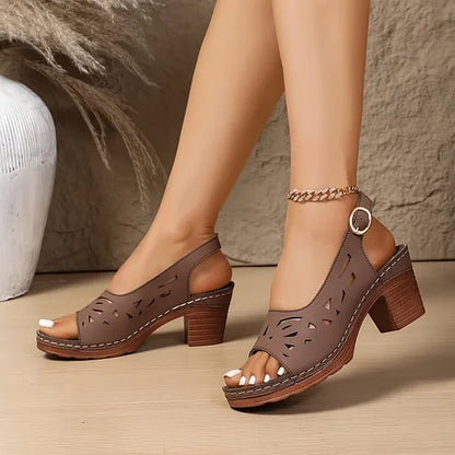 Virexo | Sandalen met sleehak en drievoudige steun voor de voetboog voor dames