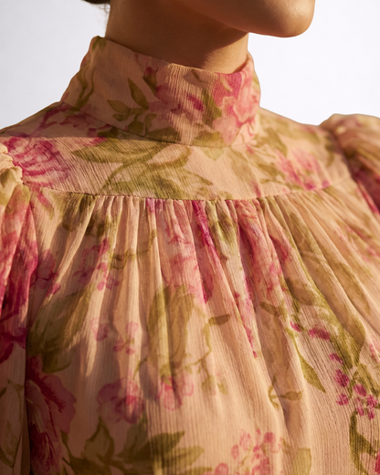 Rosario | Lange jurk met bloemenprint van chiffon