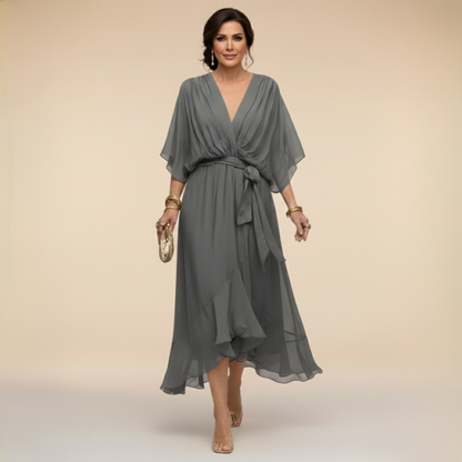 Monica | Chiffonjurk met V-hals