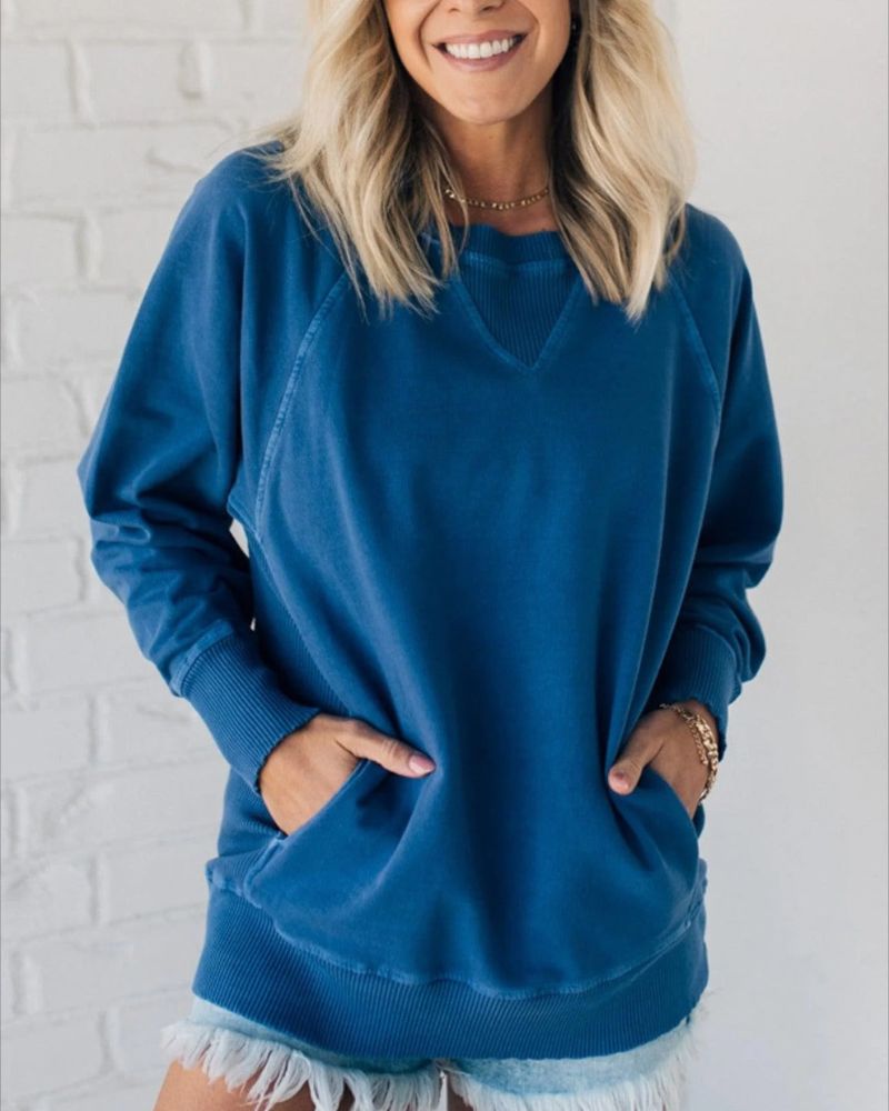 VIOLA - Geribbelde Pullover met Zakaccenten