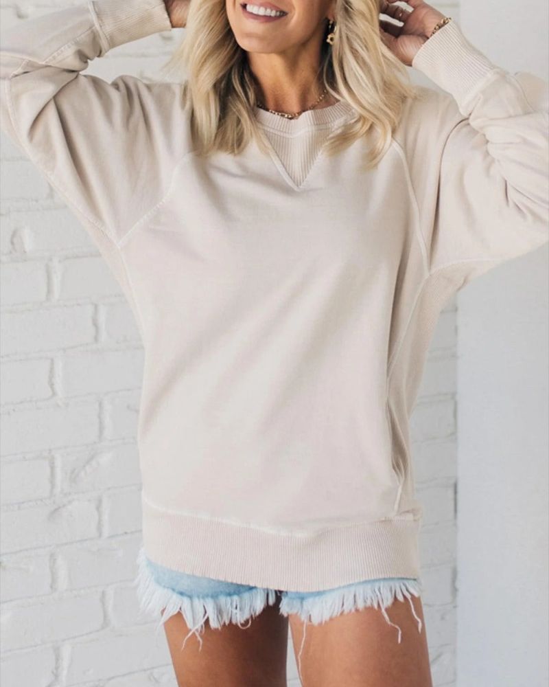 VIOLA - Geribbelde Pullover met Zakaccenten