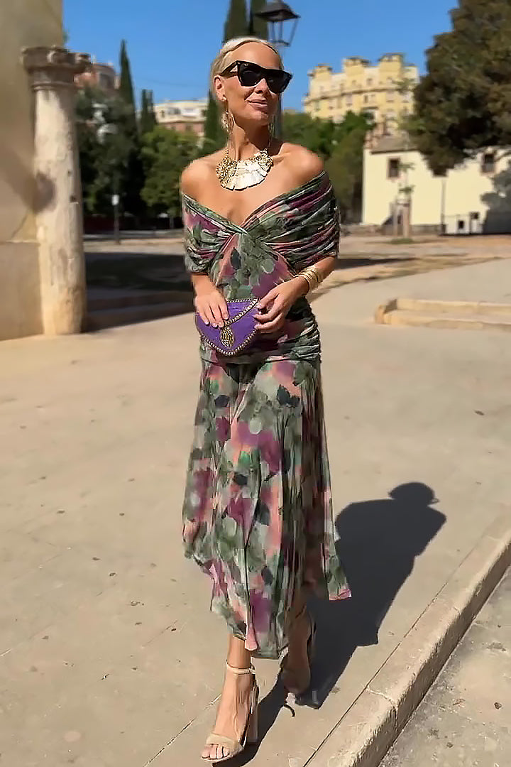 Louise | Elegante maxi-feestjurk met V-hals