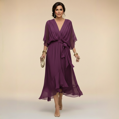 Monica | Chiffonjurk met V-hals