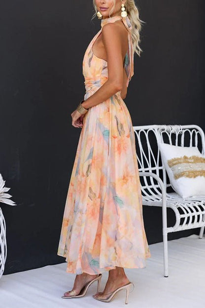 Halter™ - Maxi-jurk met print