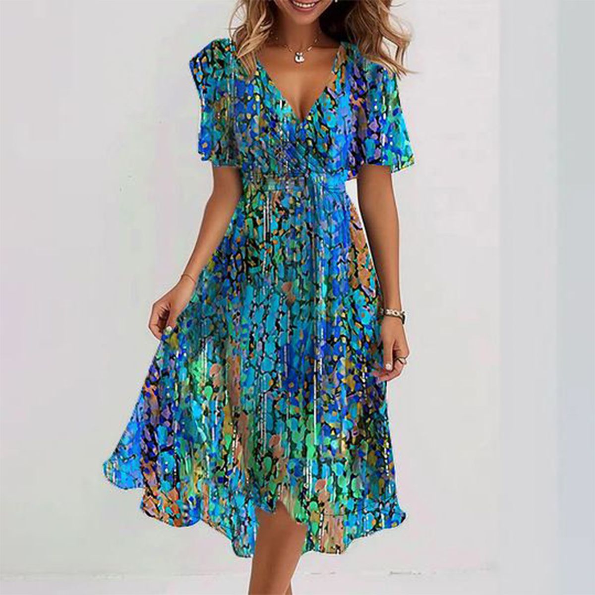 Sapphire | Luchtige blauwe midi-jurk