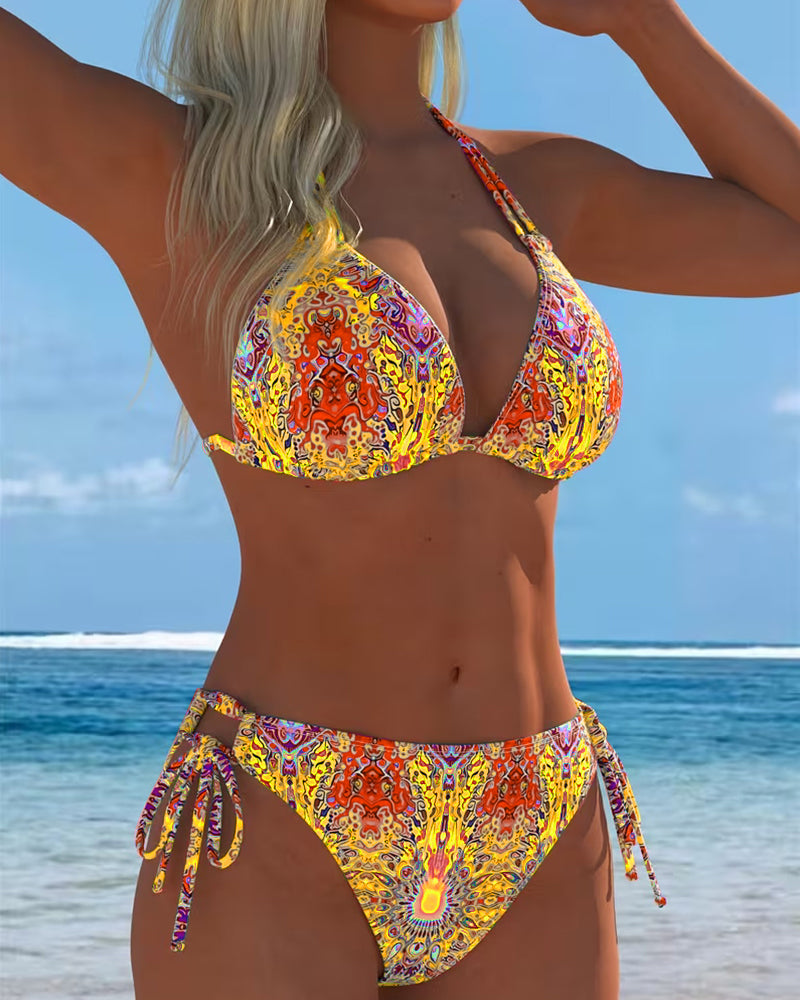 Bikini met halterprint in diverse kleuren