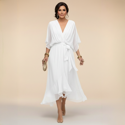 Monica | Chiffonjurk met V-hals