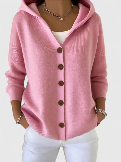 Virexo | Zachte gebreide cardigan met capuchon