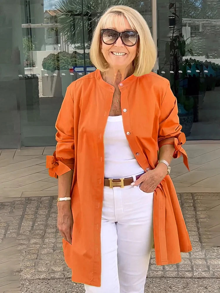 Elliora - Katoenen Shirtjas met Achterkant Plissé