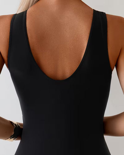 Eendelig zwempak met platte hoeken, sportvest