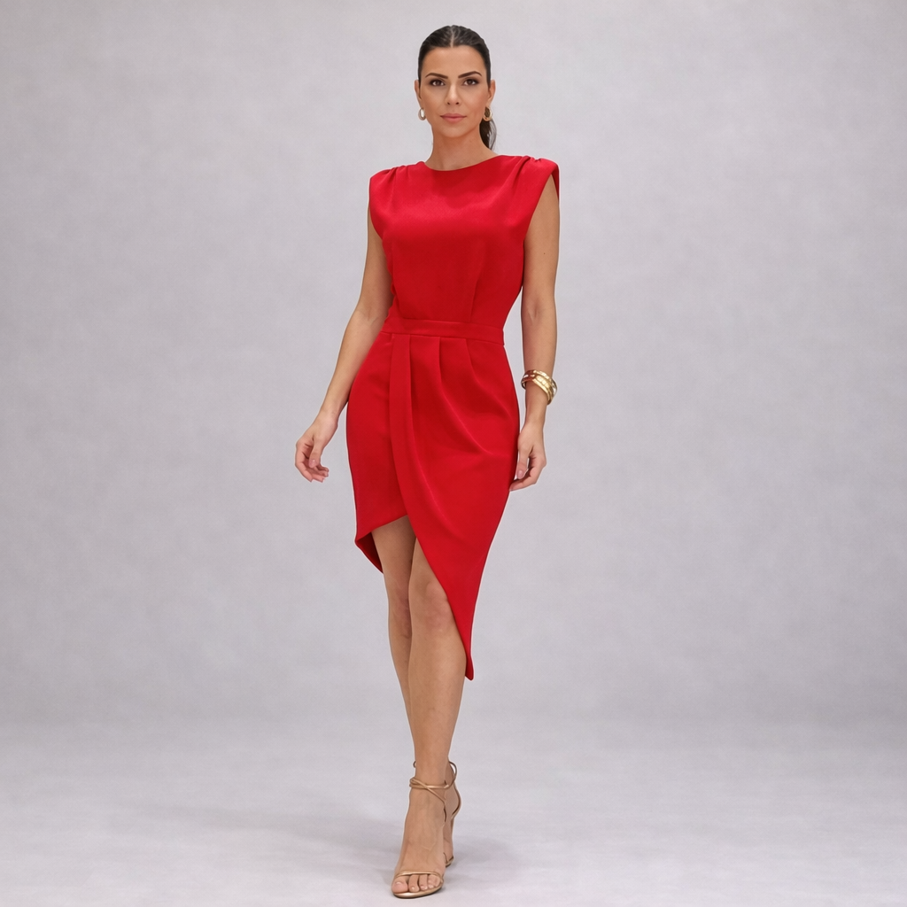 Alessia™ | Elegante jurk met een gestructureerde asymmetrische snit