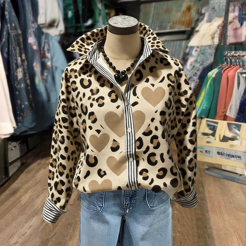 Vintage blouse met luipaardprint