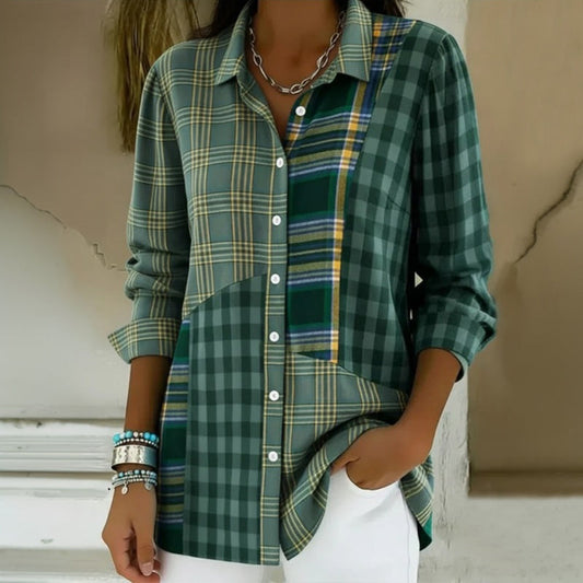 Vintage geruite blouse