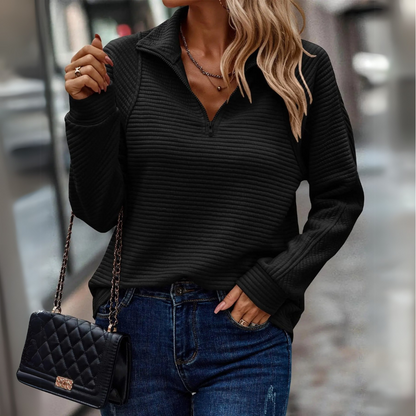 Suzanne - Pullover met Halve Ritssluiting en Details