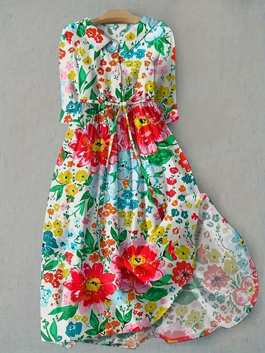 Colette | Vrolijke en kleurrijke jurk met bloemenprint