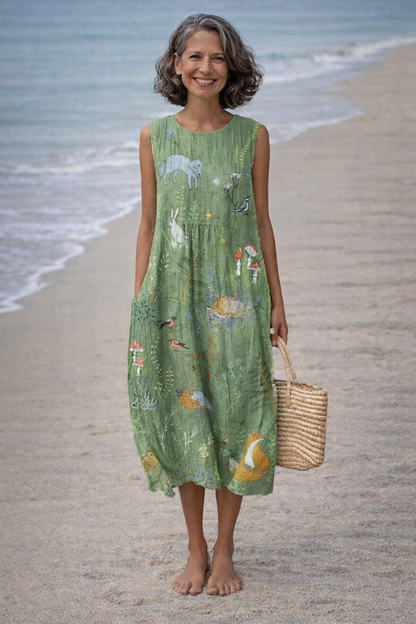 Speranza | Midi-jurk in woodland-stijl