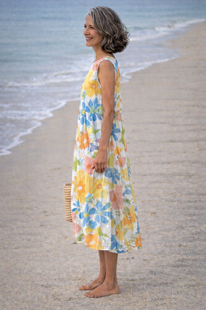 Ella | Midi-jurk met pastelkleurige bloemen
