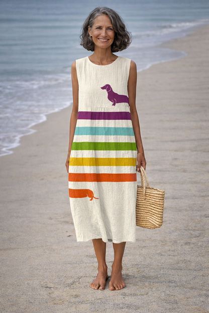 Andrea | Midi-jurk met teckelprint