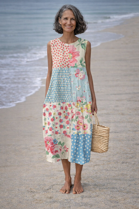 Valeria | Midi-jurk met patchwork