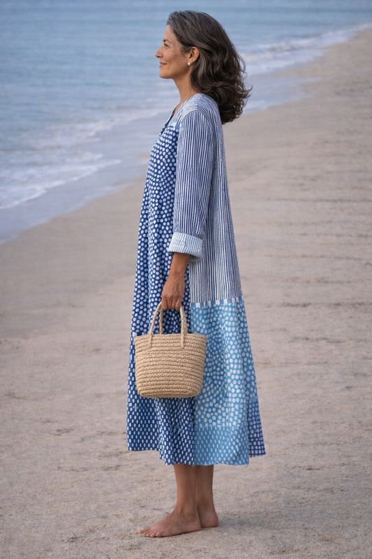 Brisa soepelvallende blauwe jurk