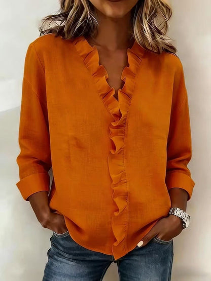 Chiara™ | Blouse met V-hals en fijne ruches