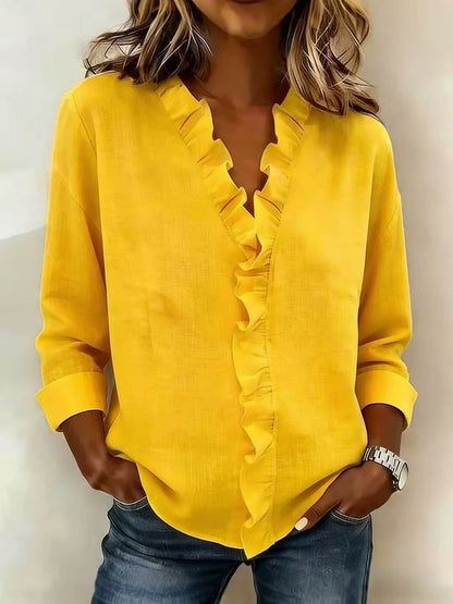 Chiara™ | Blouse met V-hals en fijne ruches
