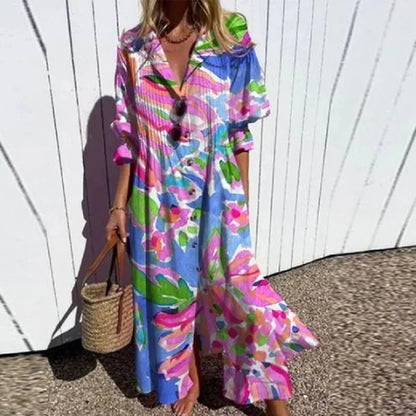 Cassidy™ – Maxi-jurk met boho pofmouwen