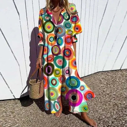 Cassidy™ – Maxi-jurk met boho pofmouwen