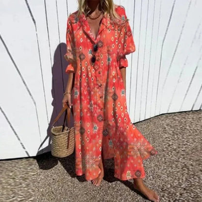 Cassidy™ – Maxi-jurk met boho pofmouwen