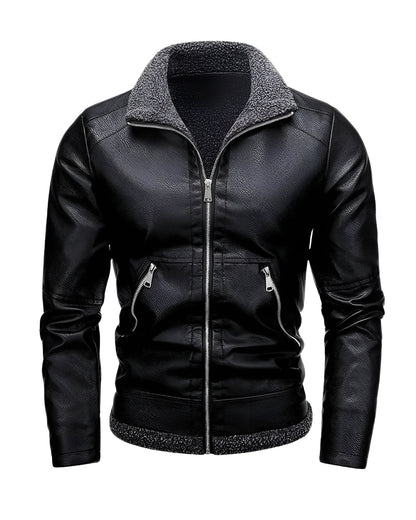Léo™ | Elegante leren jas gevoerd met fleece