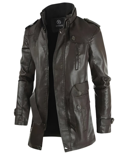 Adrien™ | Elegante Lange Leren Jas voor Heren