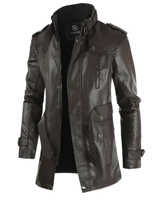 Adrien™ | Elegante Lange Leren Jas voor Heren