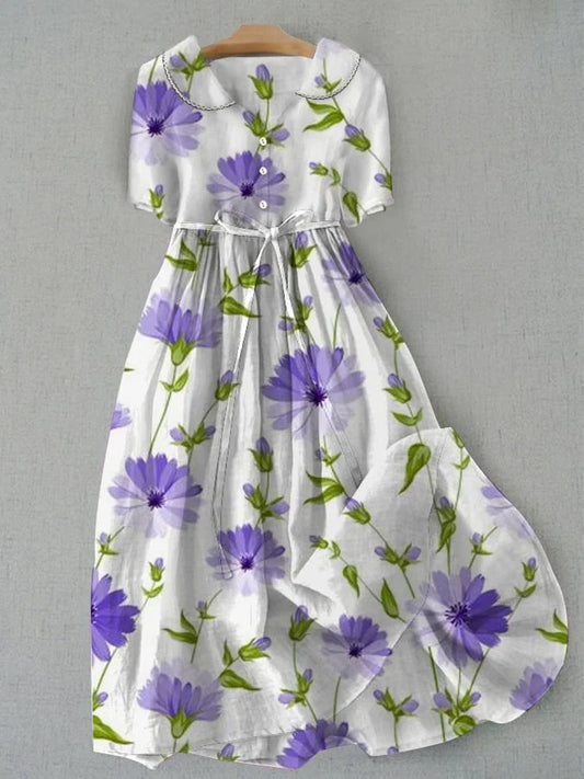 Amélie | Elegante jurk met lavendelbloemen