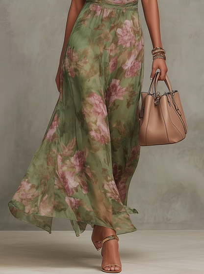 Livia | Maxi-jurk met halternek en bloemenprint
