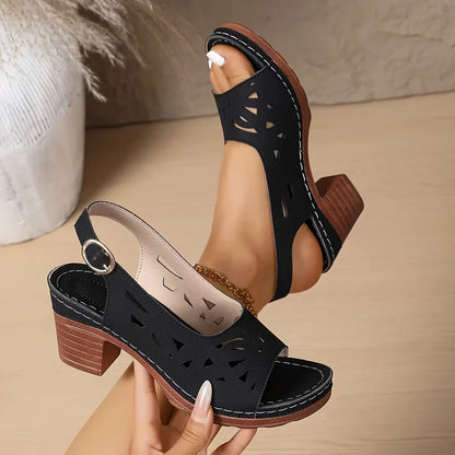 Virexo | Sandalen met sleehak en drievoudige steun voor de voetboog voor dames