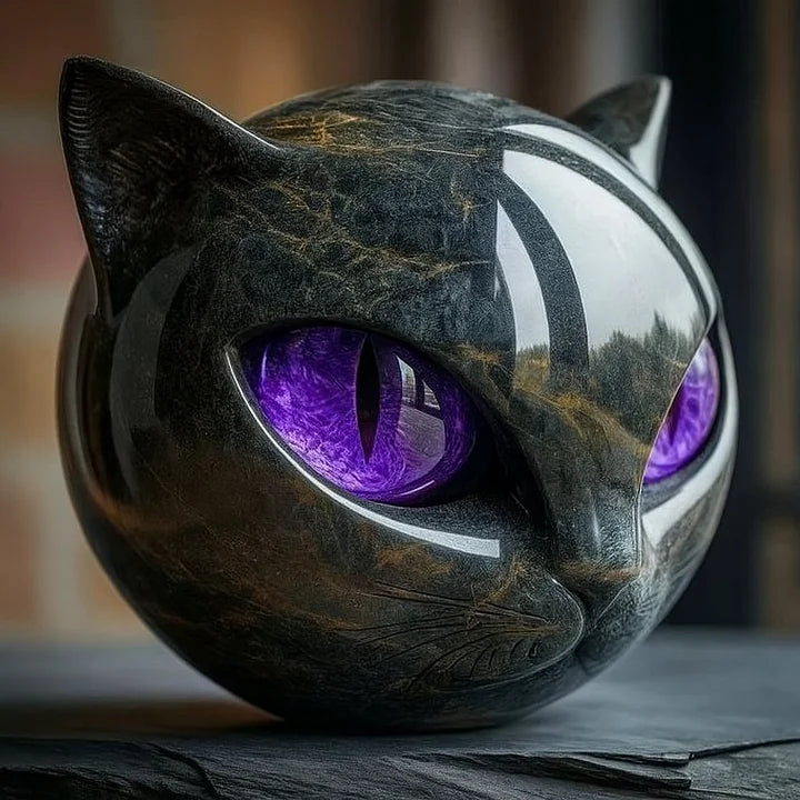 Lunaris - Sculptuur van mystieke zwarte kattenkop