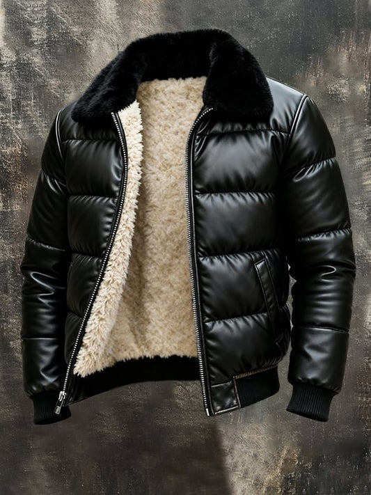 Vanhouten™ | Leren Jas Met Sherpa-voering