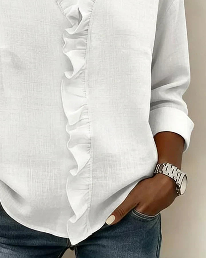 Chiara™ | Blouse met V-hals en fijne ruches