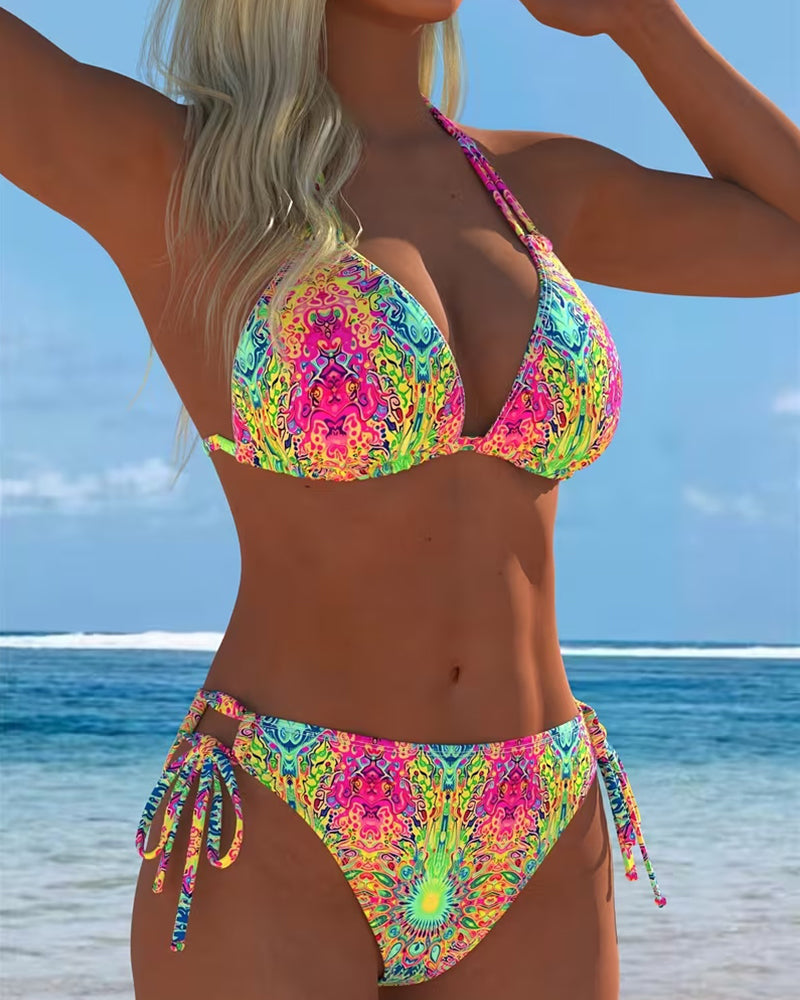 Bikini met halterprint in diverse kleuren