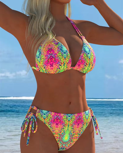 Bikini met halterprint in diverse kleuren