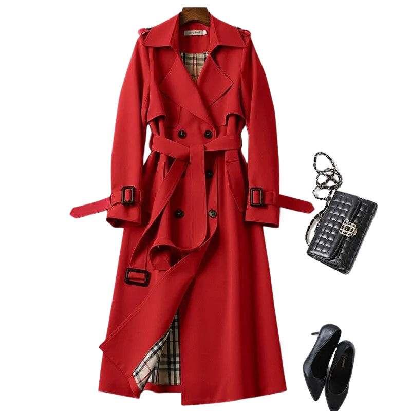 Christai | Dames Lange Trenchcoat | Knoopjasje