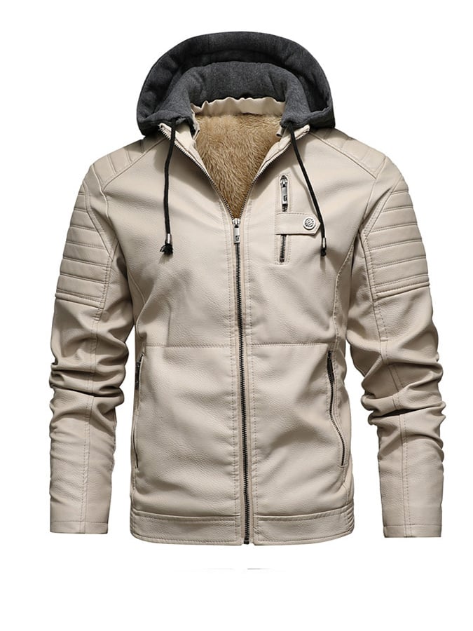 Vanhouten™ | Gebruikte Leerlook Jas Met Voorzijde Capuche