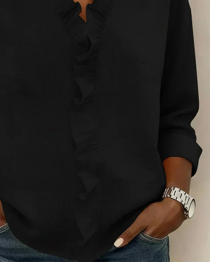 Chiara™ | Blouse met V-hals en fijne ruches