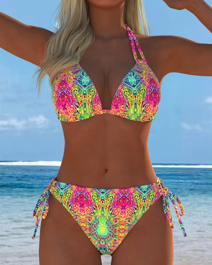Bikini met halterprint in diverse kleuren