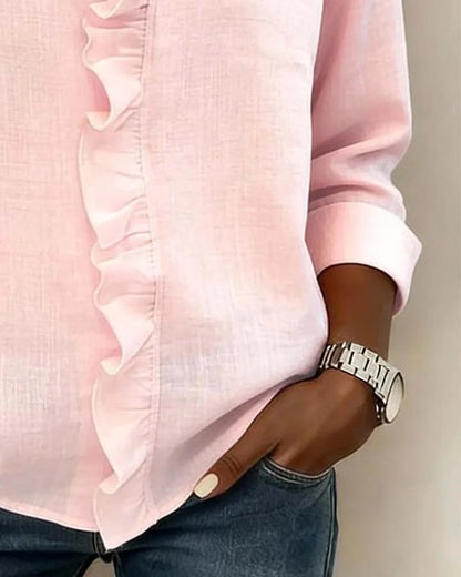 Indie | Blouse met ruches, V-hals en lange mouwen