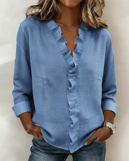 Chiara™ | Blouse met V-hals en fijne ruches