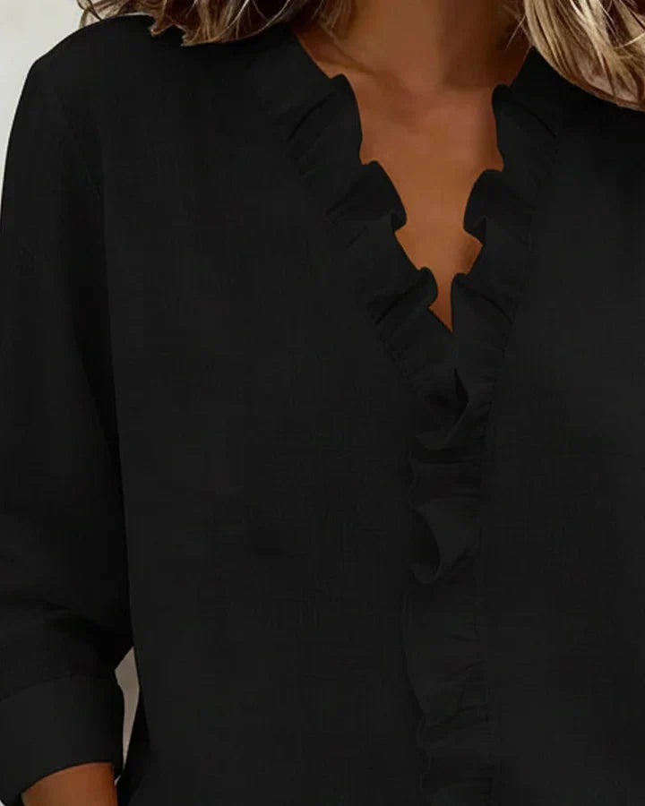 Chiara™ | Blouse met V-hals en fijne ruches