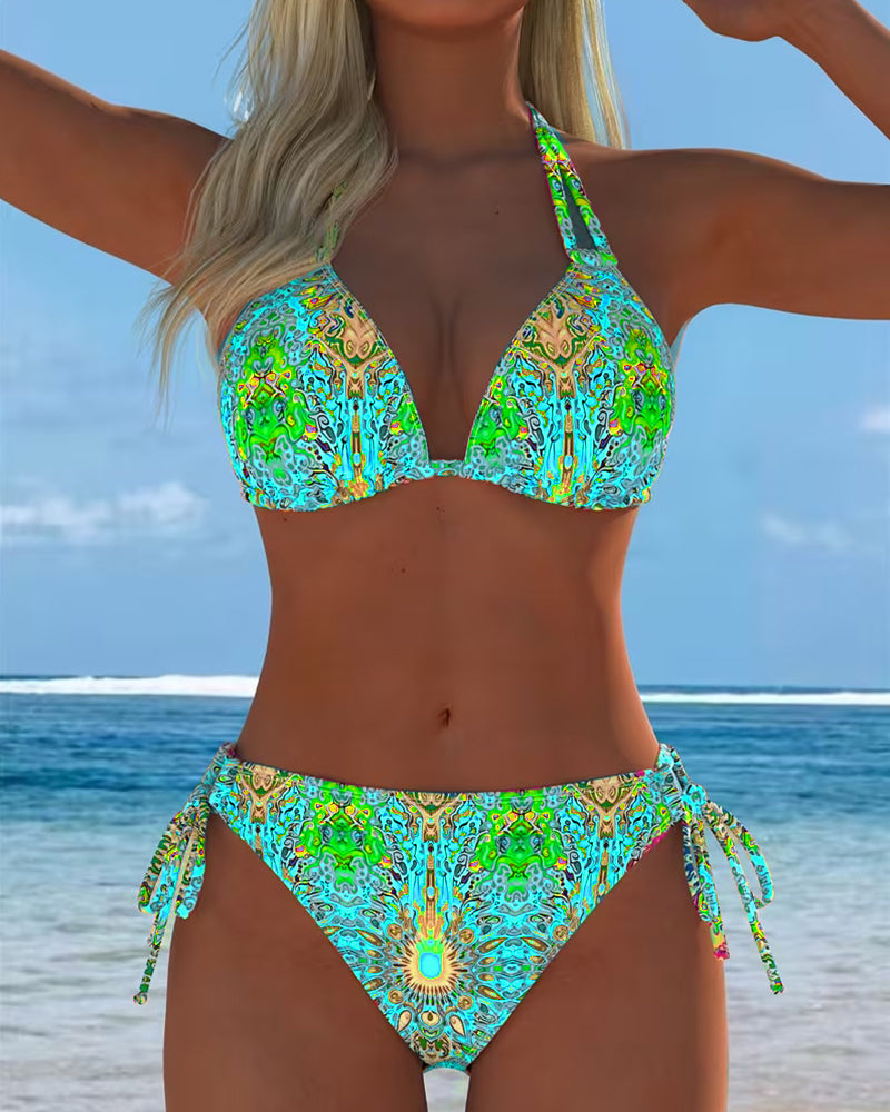 Bikini met halterprint in diverse kleuren