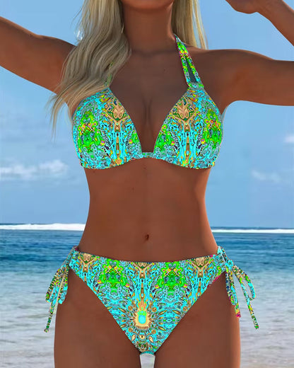 Bikini met halterprint in diverse kleuren