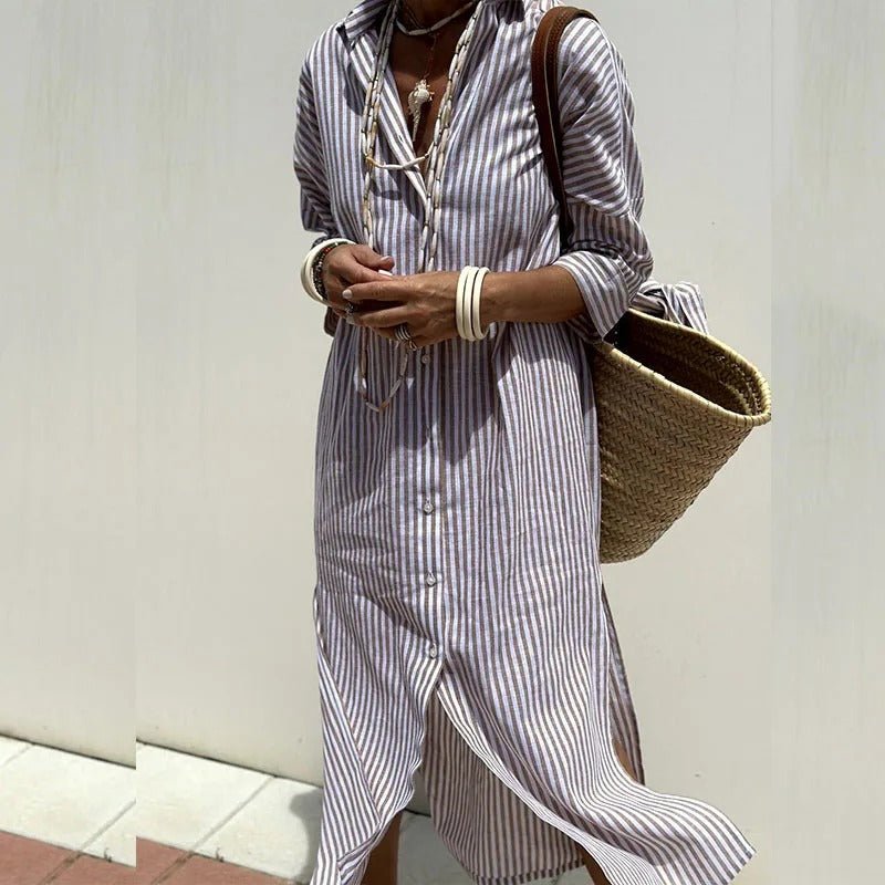 Armelle | Elegante Gestreepte Zomerjurk (Bijna uitverkocht)